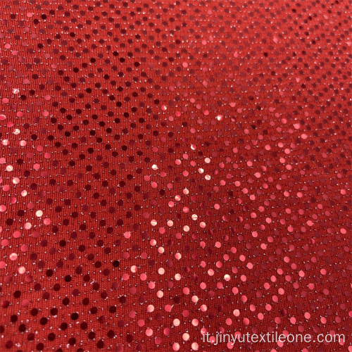 Tessuto con paillettes a maglia rossa per vestito